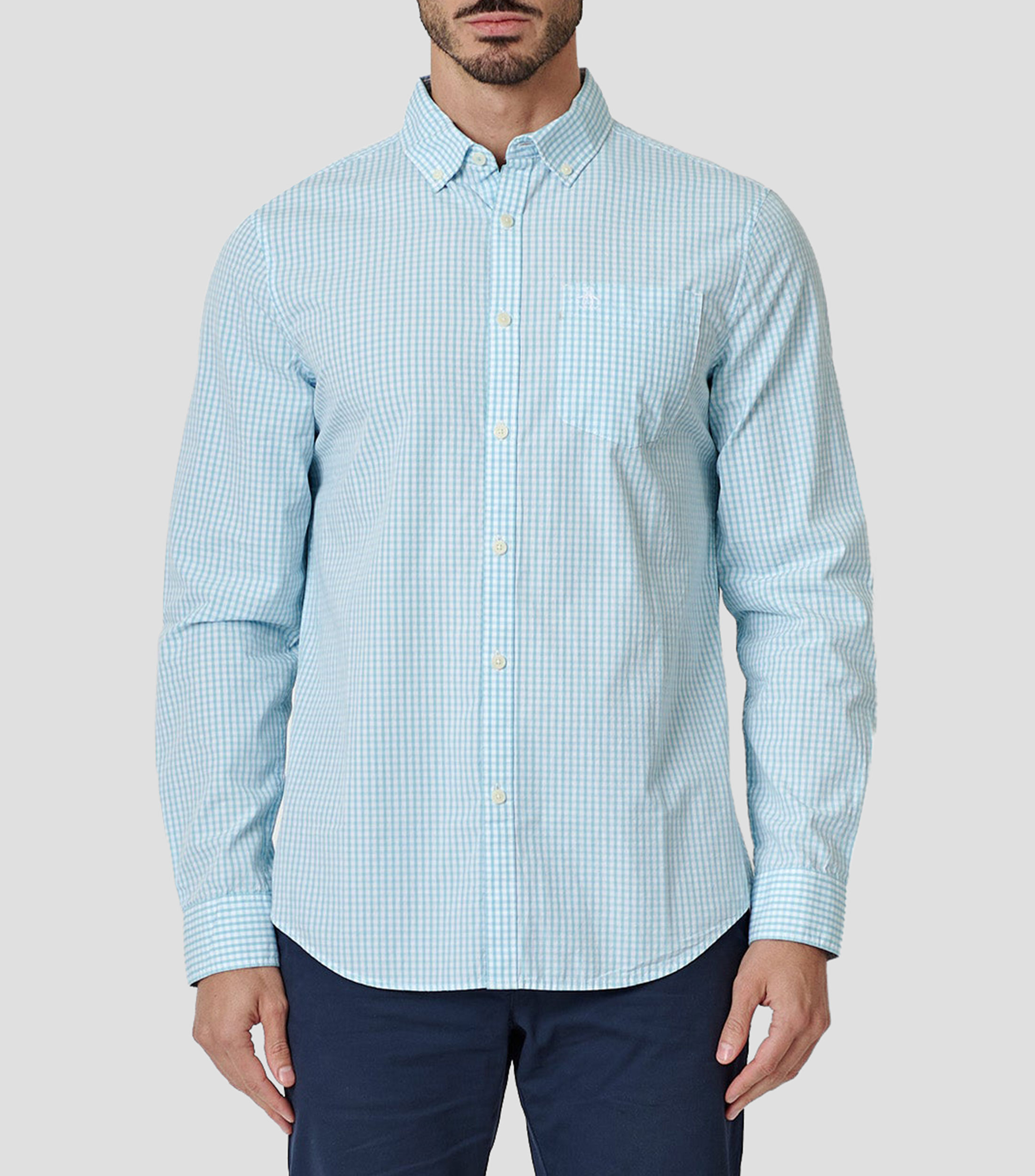 Camisa cuadros manga larga Hombre